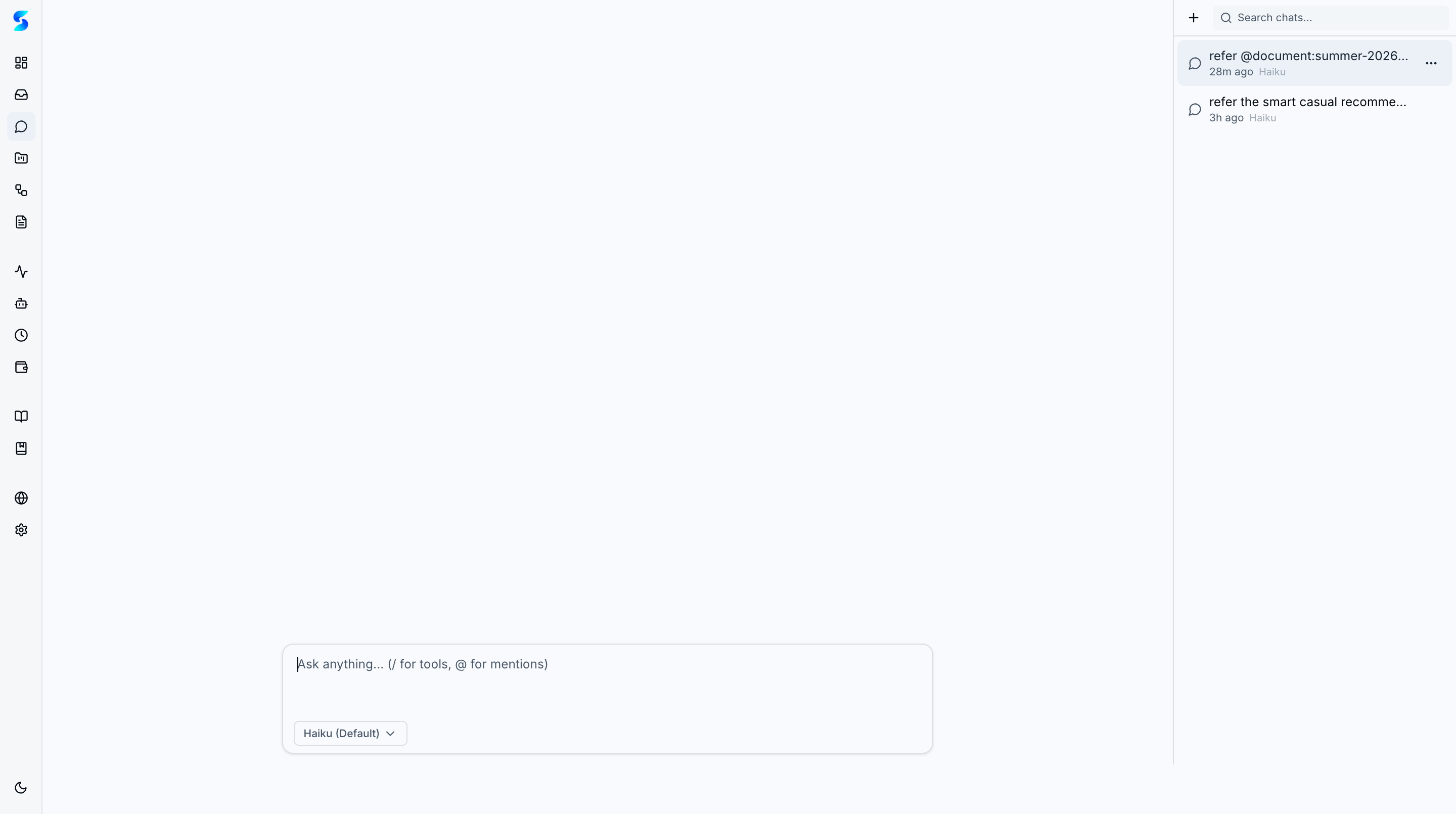 Chat response with Quick Access navigation pill linking to a created task